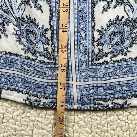 Michael Kors 3-Ring Flutter Top, Blue and White Florals, Size 3X - Picture 5 of 8